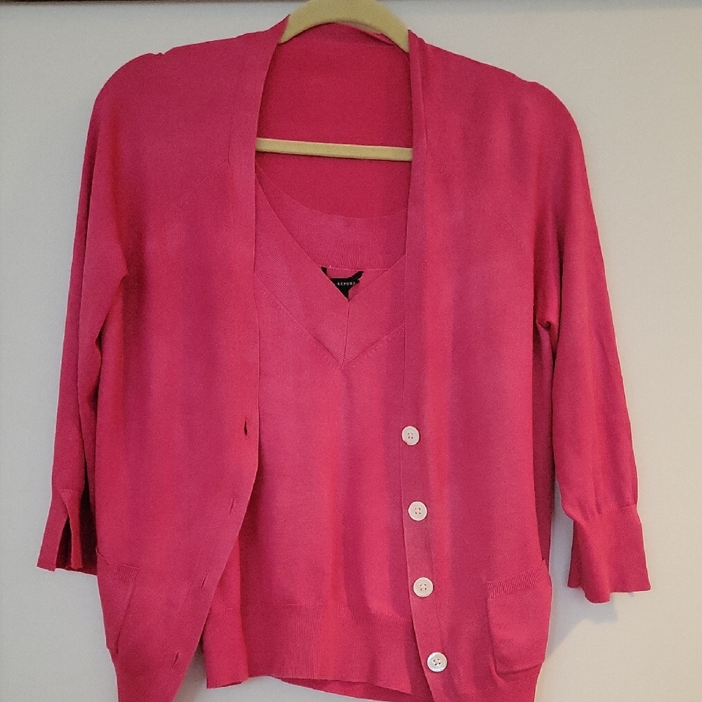 Banana Republic Bright Pink Women's Sweater Set - Sz L